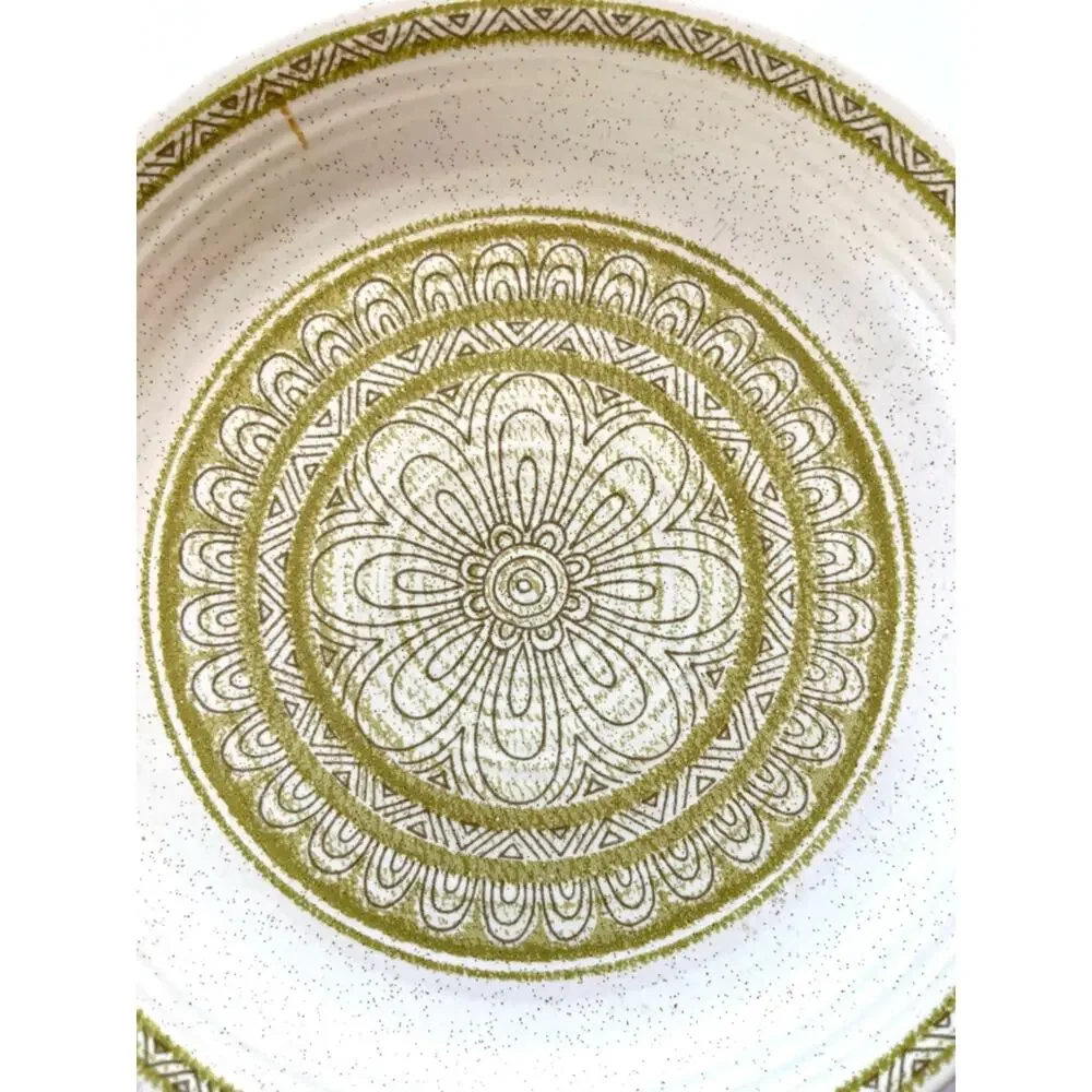 Vintage Franciscan Hacienda Green Earthenware Salad Plates Pair MCM Retro Design